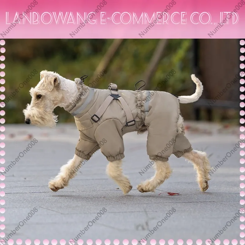 Winter Warm Dog Padded Coat Four Legged Integrated Harness Pet Cold Proof Jacket For Small Medium Large Dogs