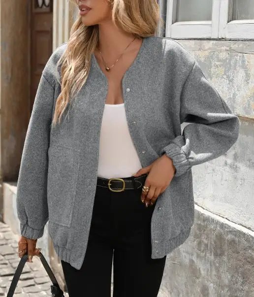 Women's Solid Color Zipper Jacket Casual Long Sleeve Fashion Autumn Clothing Versatile New Item