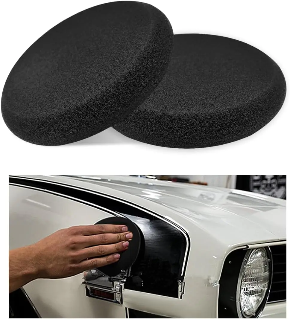 

2 шт. подушечки для аппликатора воска для автомобиля, круглые полировальные губки с мягкими деталями, комплект губок для ручного нажатия с боковым нажатием для автомобилей и лодок Pai