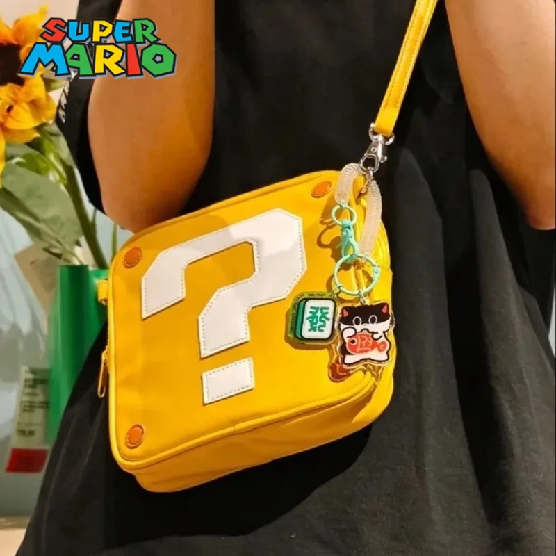 

Super Marios Bros Question Mark Women's Crossbody Bags Cartoon Cute Phone Bag Makeup Handbag PU Square Bag Storage Bag Handbag