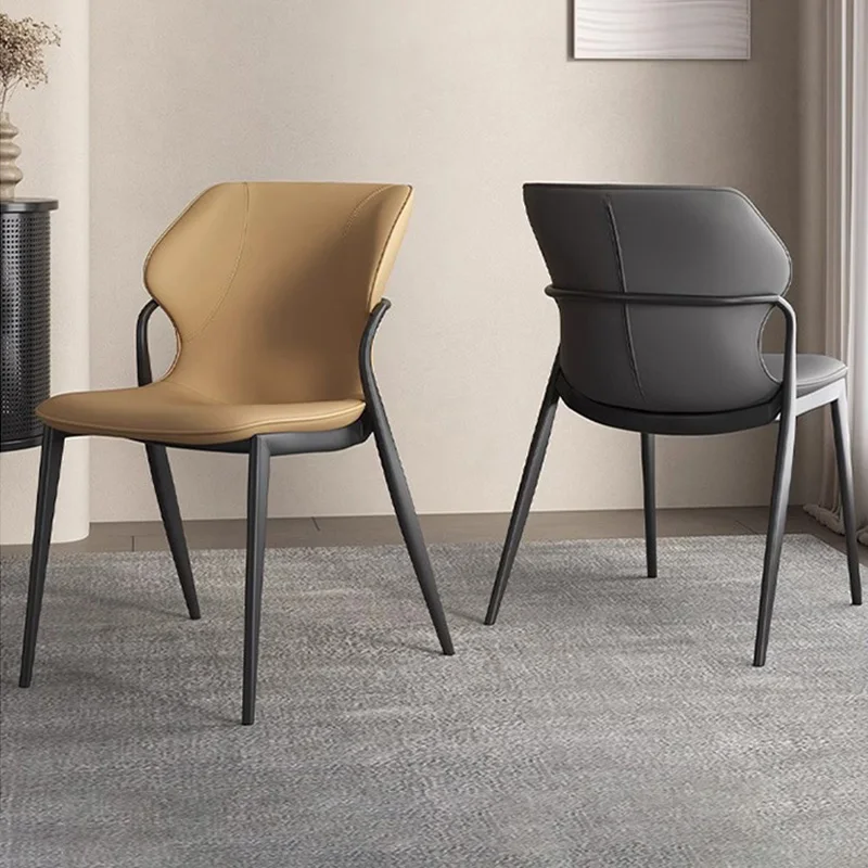 

Modern Restaurant Leather Dining Chairs with Steel Legs Comfortable Kitchen Dining Room Table Chair for Home Dinner Cafe Chair