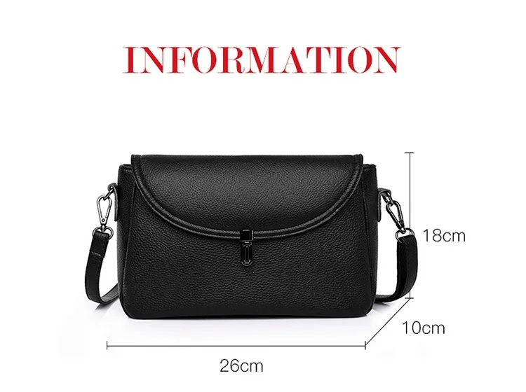 100% Genuine Leather women\'s shoulder bag small Casual female messenger bags Cowhide Female Crossbody Bags bolsas Handbag black