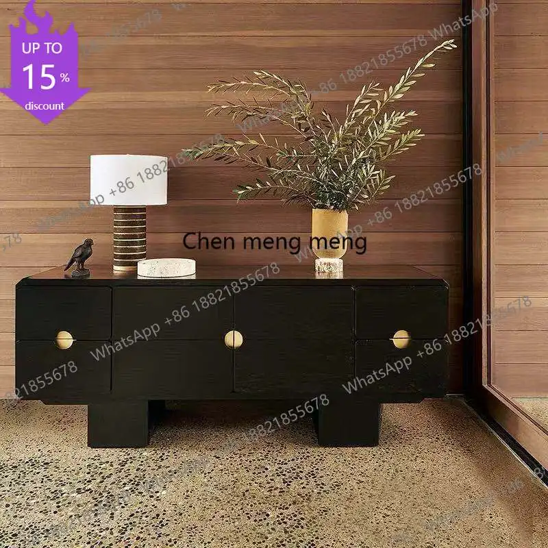 Q178 American retro solid wood dining side cabinet, living room against the wall TV cabinet, Italian storage locker