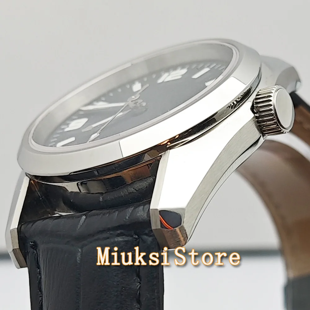 LOGO DIY Jam Tangan Pergerakan Otomatis NH35 Keperakan 36Mm Kustom Jam Tangan Casing Baja Tahan Karat Dial Merah Kaca Safir ﻿