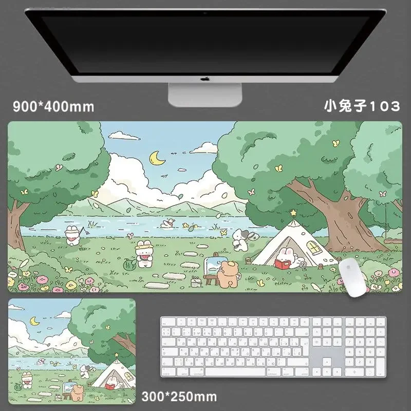 japanese mat mouse pads xxl Healing Good Mood Table desk pad Cute Cartoon Rabbit Green Eye Protection Mousepad