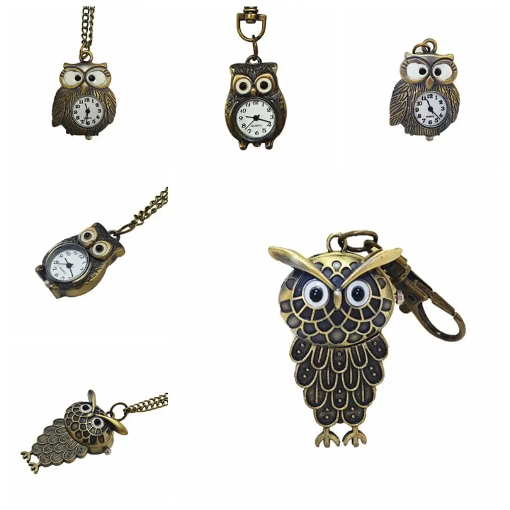 

Fashionable Alloy Owl Pocket Watch Antique Bronze Color Vintage Mini Pocket Watch Quartz Flip Style Pocket Watch Gift
