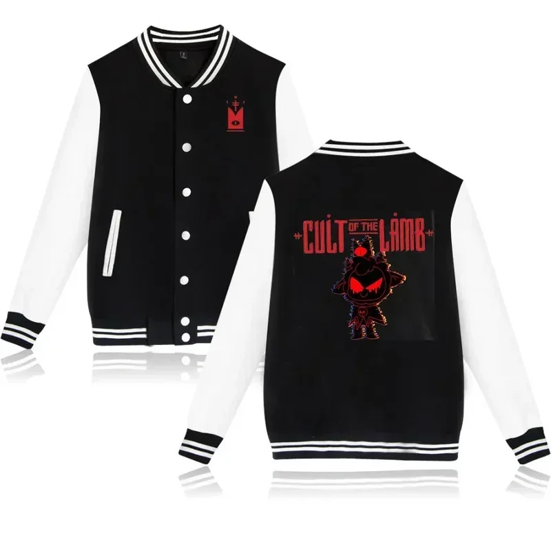 Hot Game Cult of The Lamb Baseball Jacket Women Men Bomber Jacket Outerwear Streetwear Hip Hop Baseball Uniform Harajuku Tops