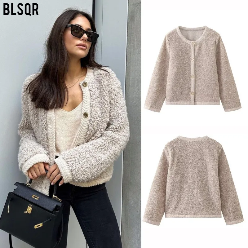 

Blouse Outerwear Wool Coat Women's Autumn/Winter Solid Colour Knitwear Cardigan Short New Comfortable Casual Niche Distinctive