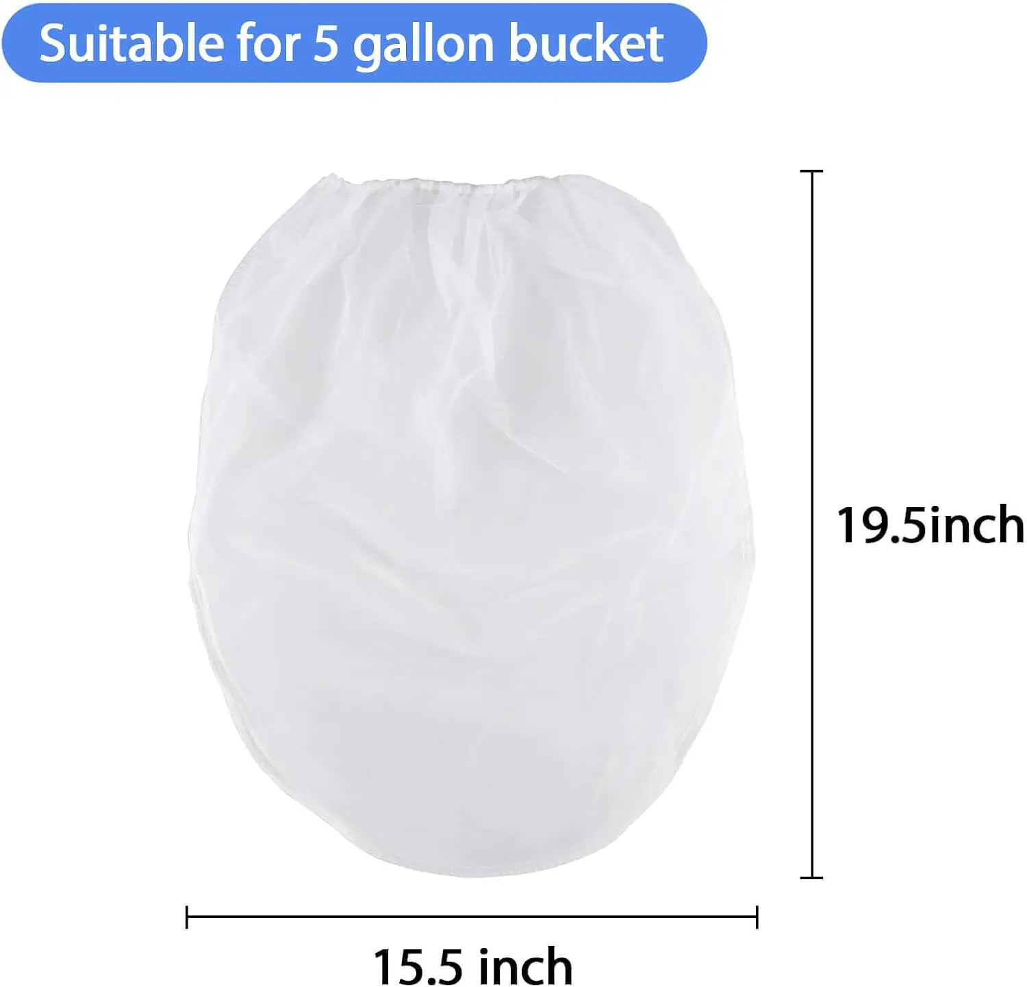 10PCS Paint Filter Bag -5 Gallon Bucket Strainer with Elastic Drawstring Top Opening Nylon Mesh Filter Fine Mesh Bag for Garden