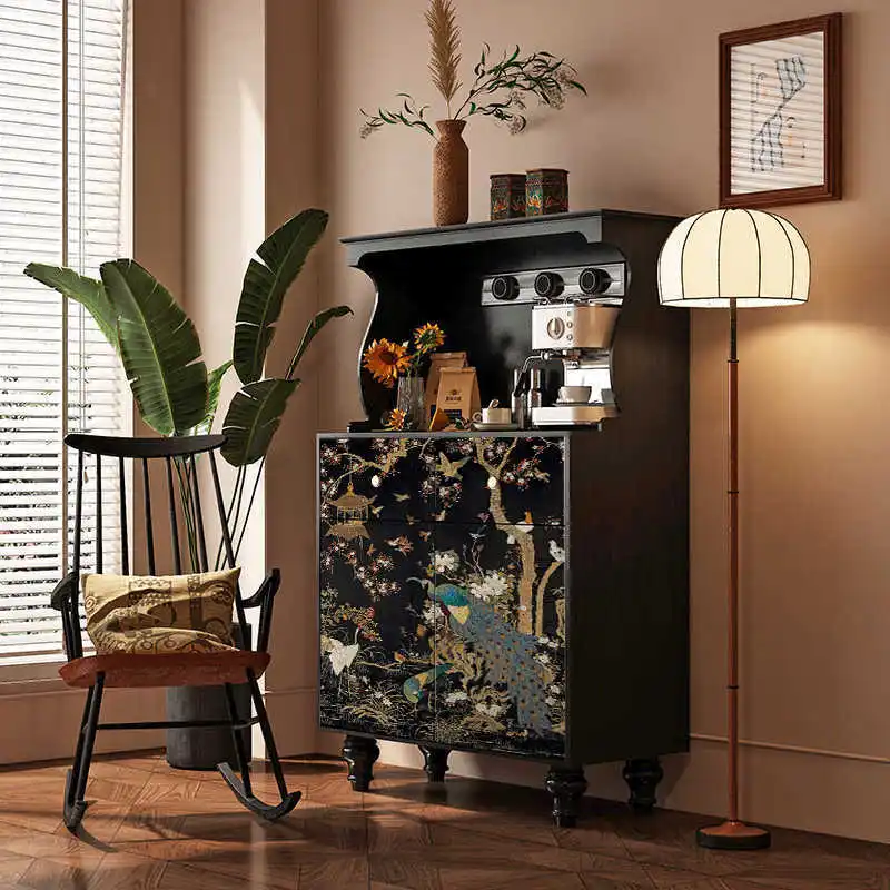 

New Chinese-style retro dining side cabinet, living room sofa side cabinet, entrance storage cabinet, living room coffee and tea