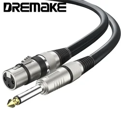 Macho para XLR fêmea microfone cabo de áudio, Jack para alto-falante, amplificador de guitarra, AMP Mixer, 6,35 milímetros, TS, 1/4