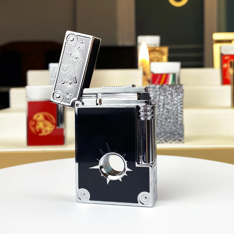 New commemorative edition single and double flame luxury lighter Ping Sound natural paint cigarette smoking butane lighter 11272