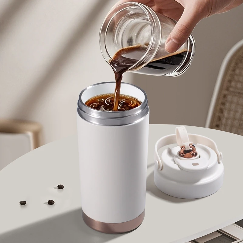 

500 мл керамический внутренний термос из нержавеющей стали 316, портативный с соломинкой, двойной напиток, автомобильная кофейная чашка