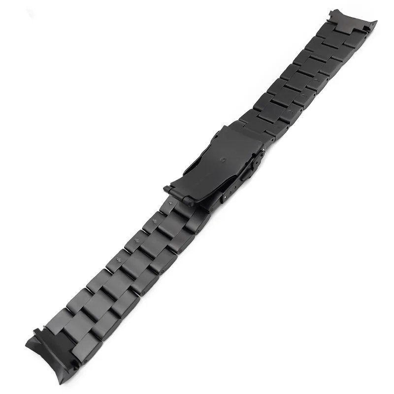22mm Wide Black Watch Strap Matte Stainless Steel With Solid Curved End Links Watchband Mod Watches Accessories For SRPD SKX007