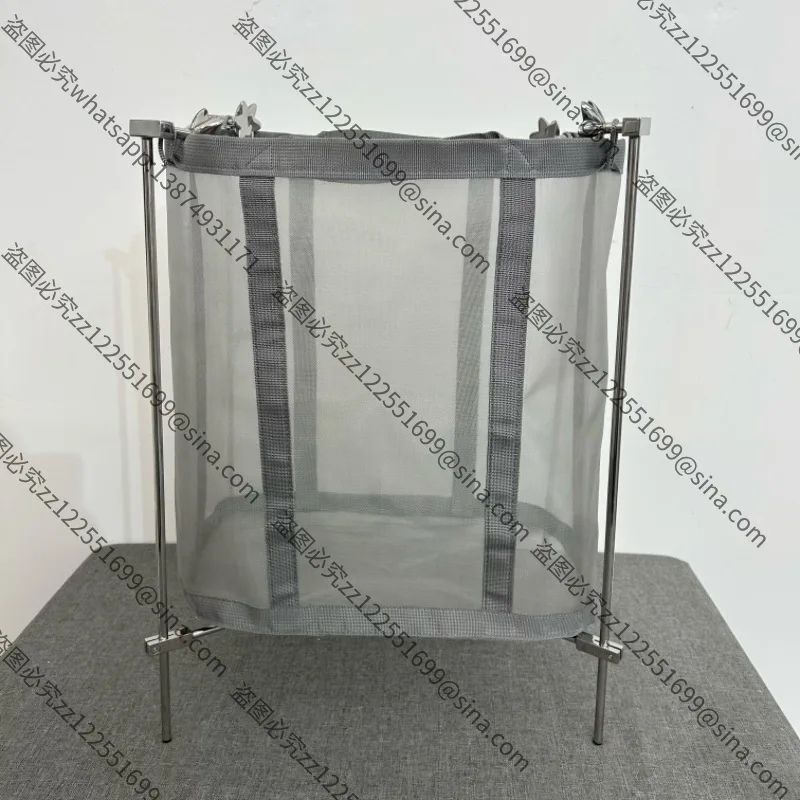 For Light Luxury Stainless Steel Square Smooth Rod Laundry Hamper, Large Capacity Foldable Portable Dirty Clothes Storage Basket