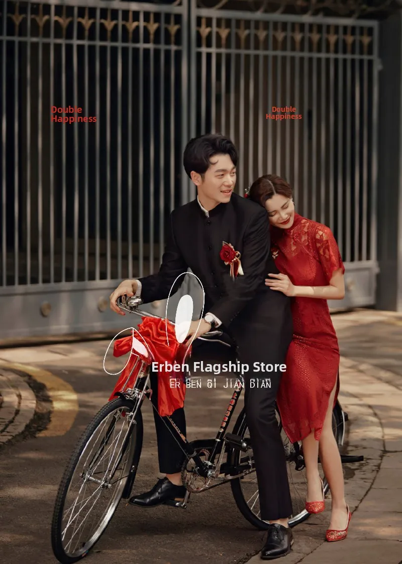 New Fashionable Couple Photography Clothing Studio Theme Retro Wedding Artistic Photographs Trendy Attire for Young Adults