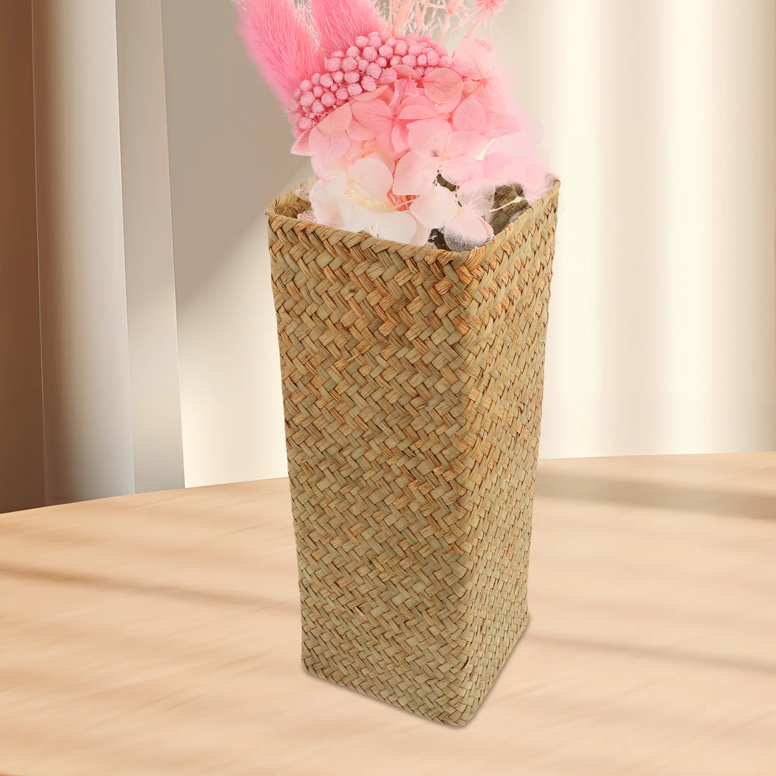 

Tall Woven Rattan Vase For Floor Decorative Flower Basket Handmade Boho Home Office Decor Dried Fresh Flowers Wedding