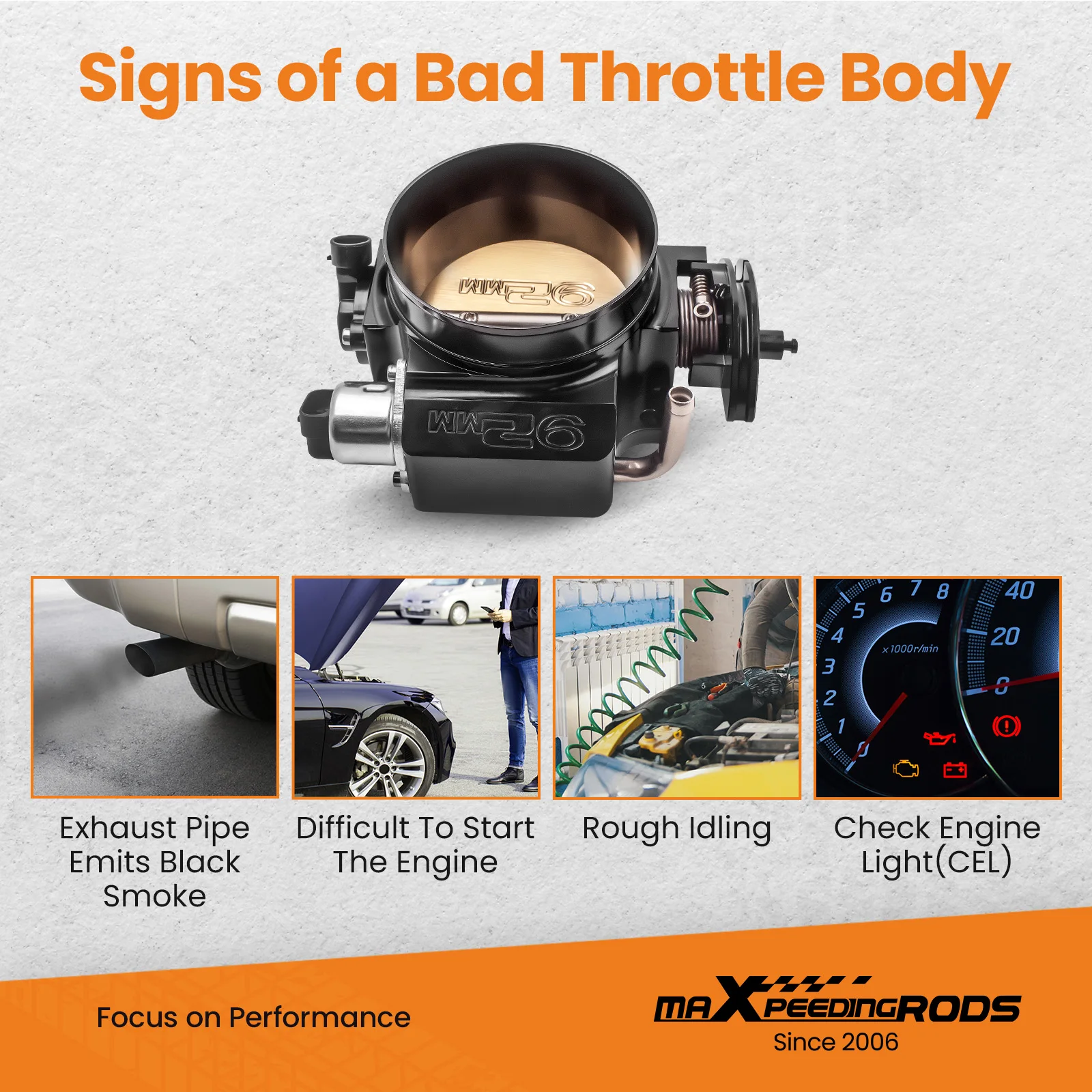 

92mm Throttle Body + TPS IAC Throttle Position Sensor Idle Air Control for engine: LS Style 4 bolt intake manifold