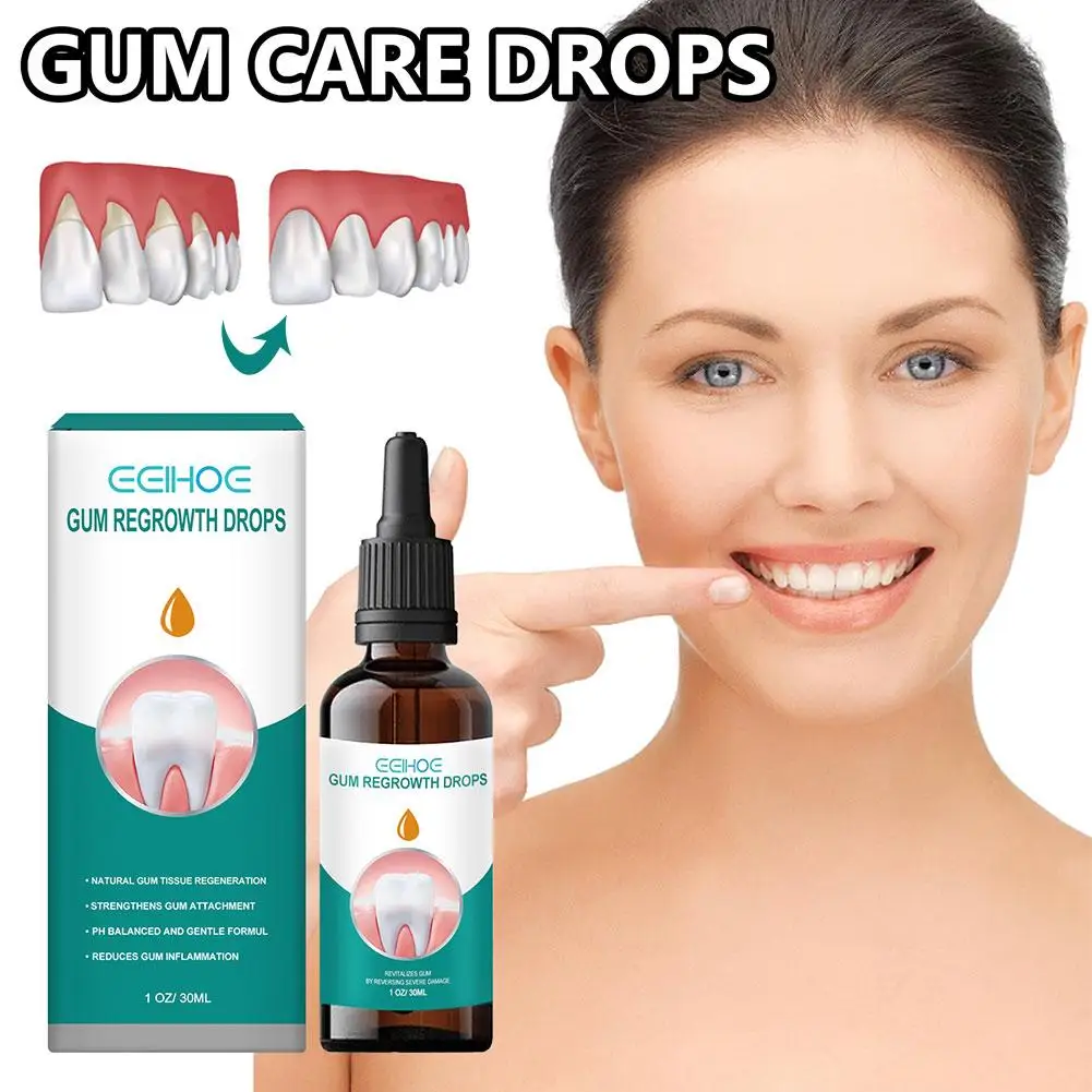 Produtos Liquid Gum Care para Higiene Oral, Goma Reparadora, Recrescimento, Gotas Naturais, Restauração de Goma, 30ml