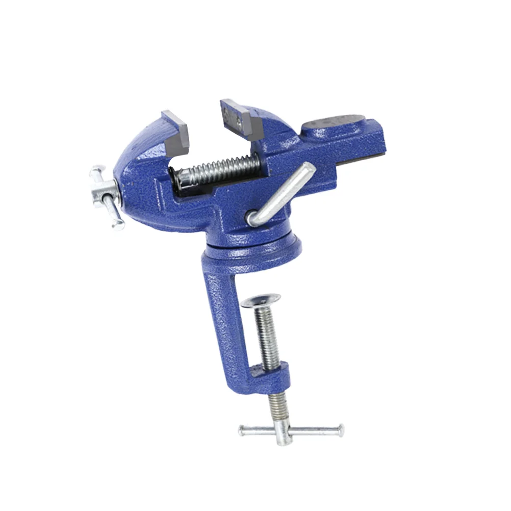 

Rotary Tool Adjustable Bench for Home Household Vise Clamps Woodworking Blue Flat Shop