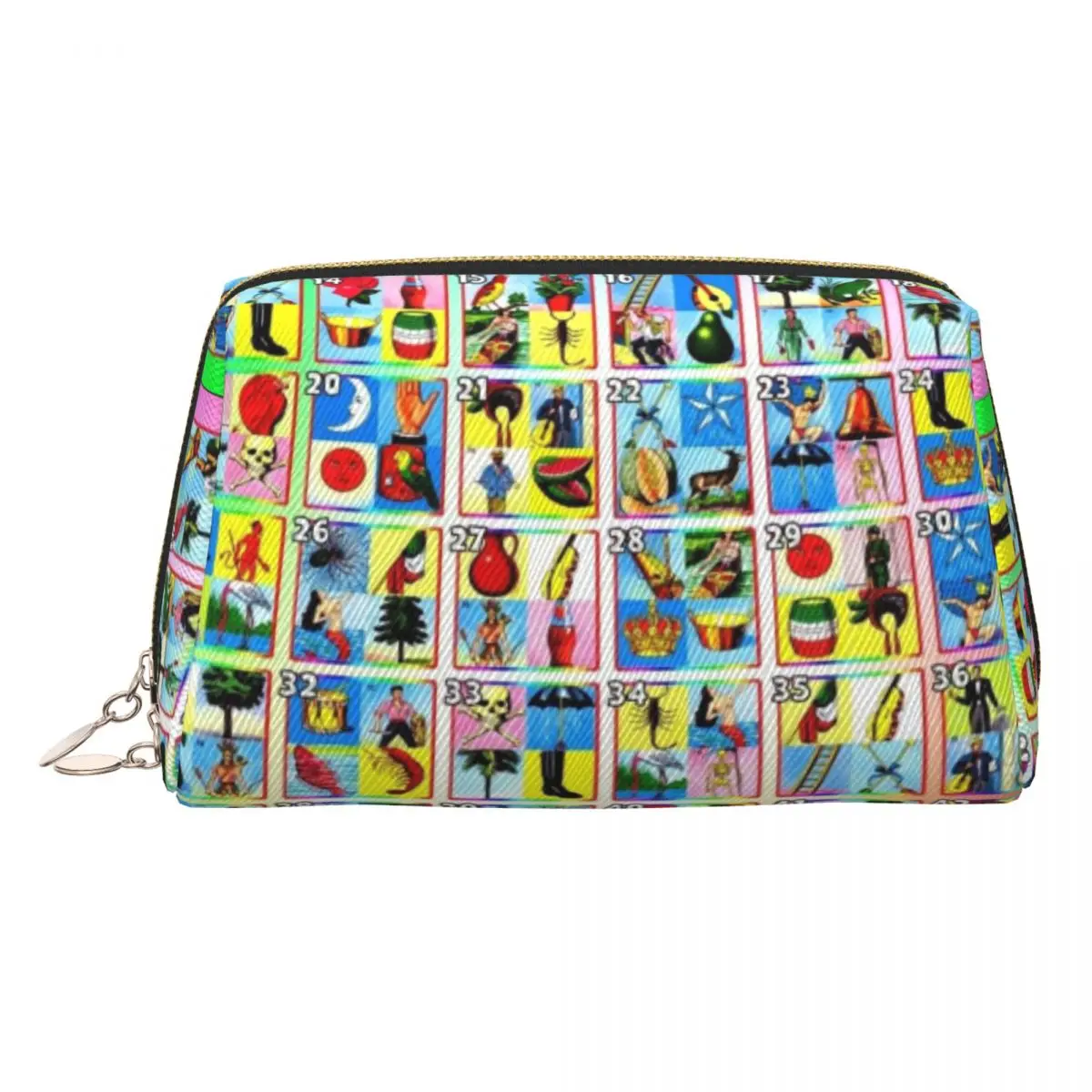 Loteria Card-neceser de lotería de Bingo mexicano para mujer, estuche de maquillaje de gran capacidad, almacenamiento de belleza, bolsas de aseo