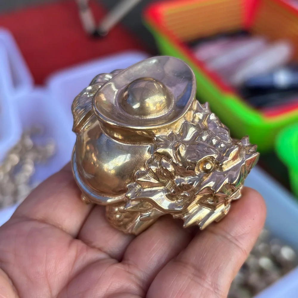 1PCS Natural Copper Pyrite Pixiu Dragon Turtle Carving Polished Reiki Healing Feng Shui Energy Room Decor Gift