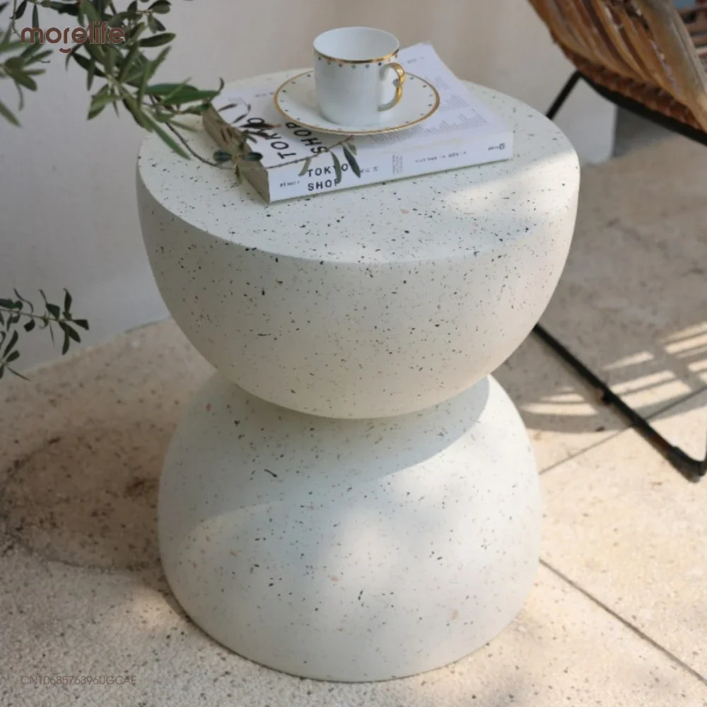 Nordic Hourglass Imitation Terrazzo Small Side Table Desk Creative Round Storage Small Coffee Shop Homestay Small Round Table