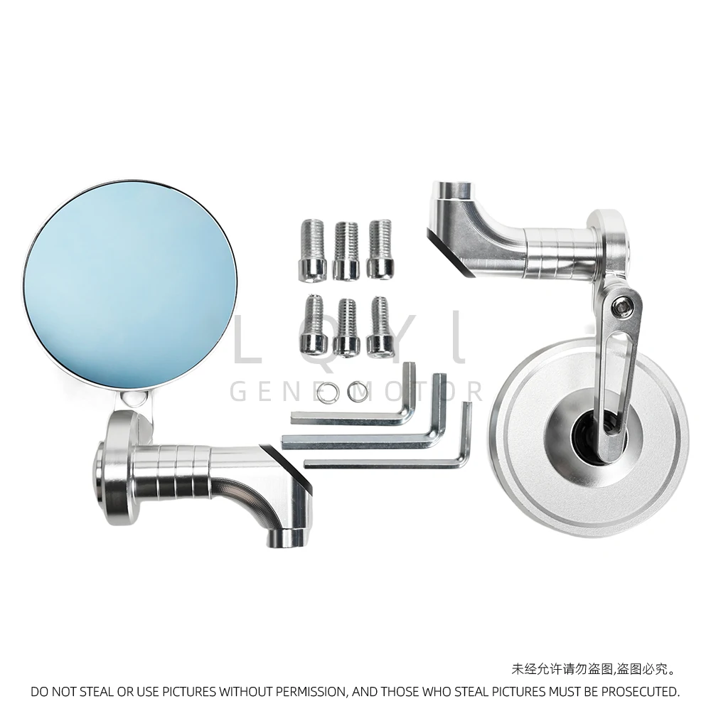 

Motorcycle Rearview Handle Bar End Mirrors Moto Accessories 16mm Universal Motorbike Handlebar Round 7/8" Handle Bar Silver