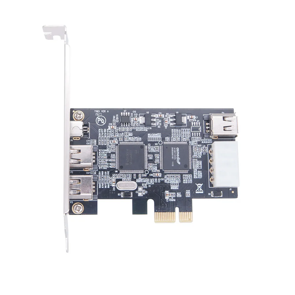 1 Set PCI-e 1X IEEE 1394 A 4 Port(3+1) Firewire Card Adapter 1394A PCIe Riser With 6 Pin To 4 Pin IEEE 1394 Cable For Desktop PC