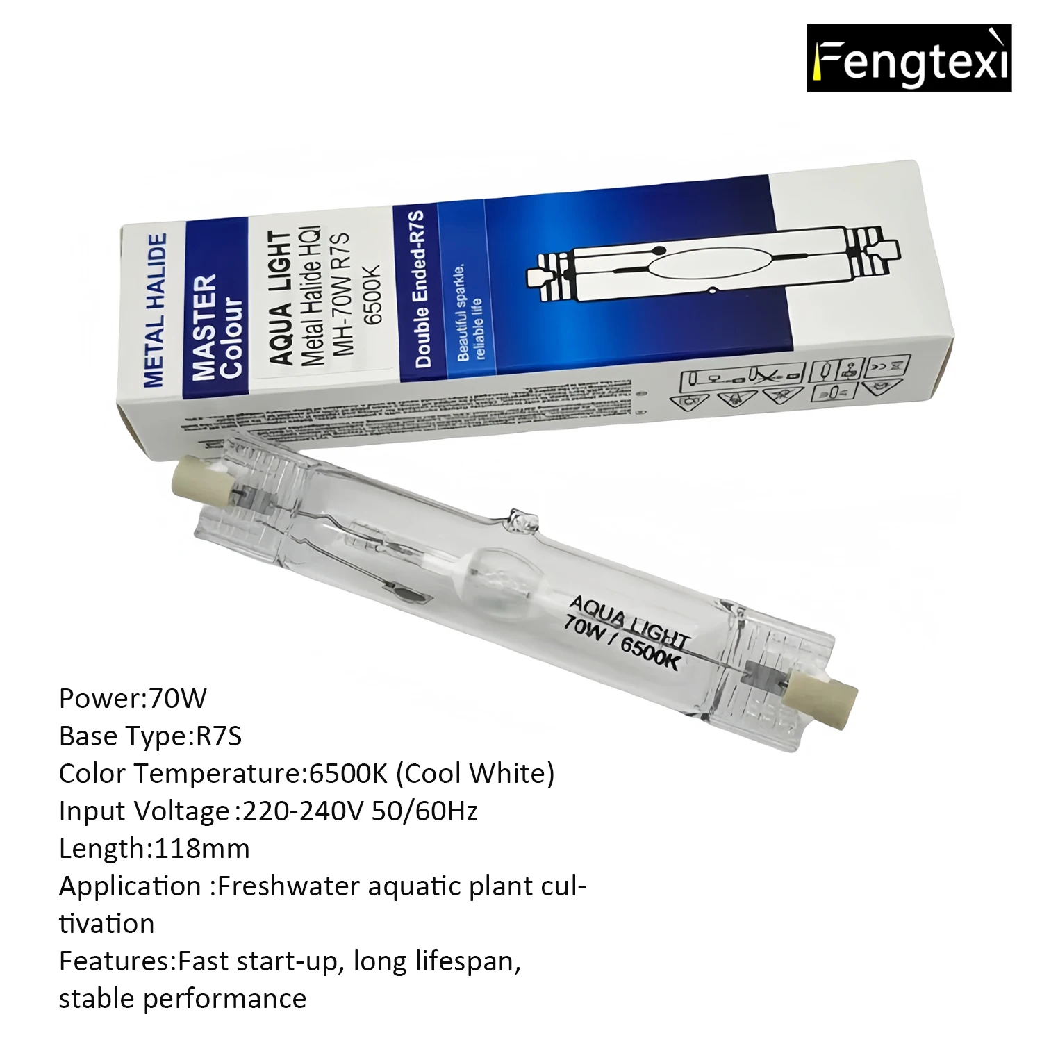 Double - ended Metal Halide Bulb R7S 70W 6500K 118mm for Freshwater Aquatic Plant Cultivation