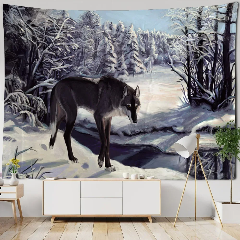 Lion decorated tapestry, hippie Bohemian style wall decoration, wall hanging, animal landscape decoration, bedroom and dormitory