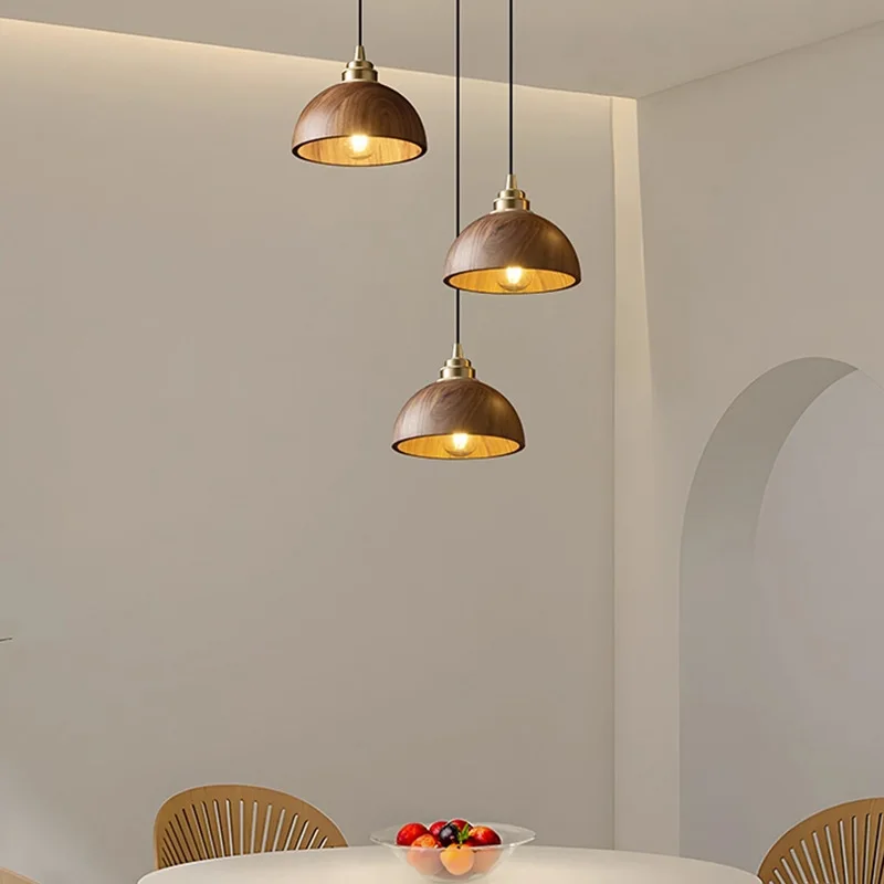 Walnut Retro Entrance Chandelier Cream Style Bedroom Bedside Lamp Living Room Dining Room Atmosphere Small Chandelier