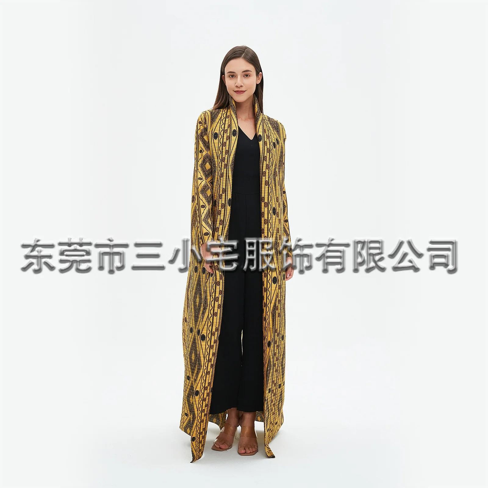 Pleats Pleated Jacket Elegant Jane Trench Abaya Coat Solid Color Plus Size Printed Robe Women's Commuter Famous Clothing New