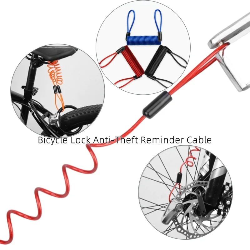 1.2-Meter Retractable Anti-Theft Reminder Cable for Bike/Motorcycle Alarm Disc Lock, High Elasticity, 3 Colors