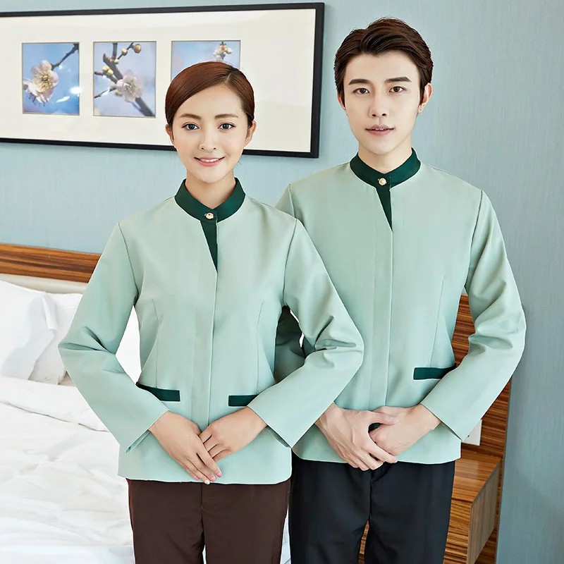 Hotel Housekeeping Long Sleeve UniformPAAuntie Waiter Work Uniform Hotel Room Property Cleaner Autumn Winter Outfit Unisex