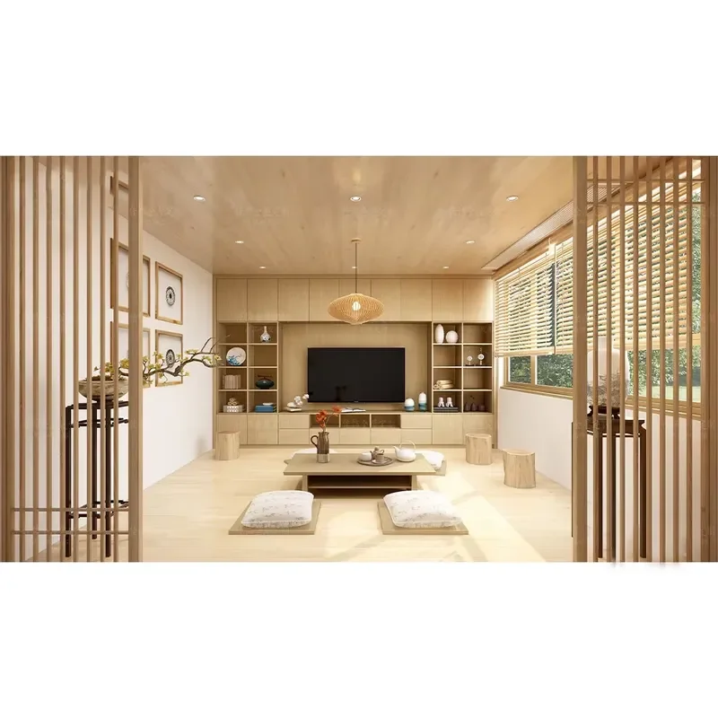Fashion open shelf solid wood TV cabinet economical storage furniture living room TV cabinet