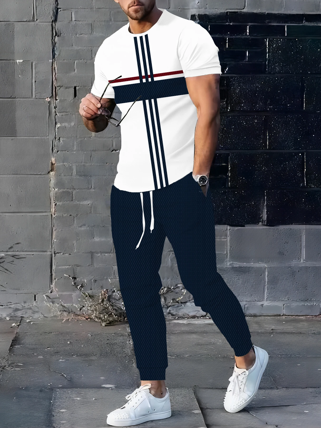 

The new men's set for summer is printed casual fashionable lightweight and sporty