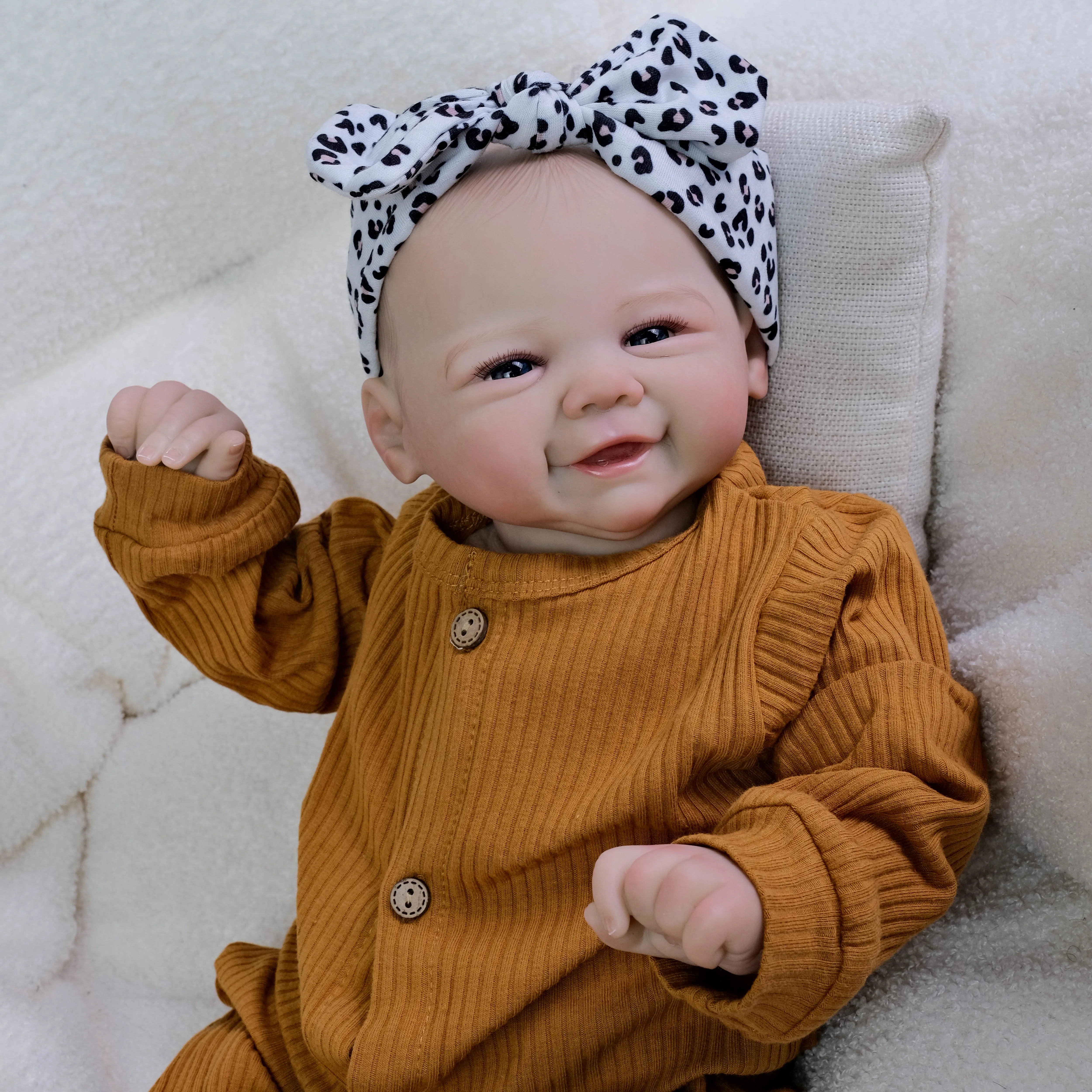 NPK 19 pouces Reborn bébé poupée Vivienne réaliste corps doux avec peau peinte en 3D et cheveux dessinés à la main poupée tactile à collectionner