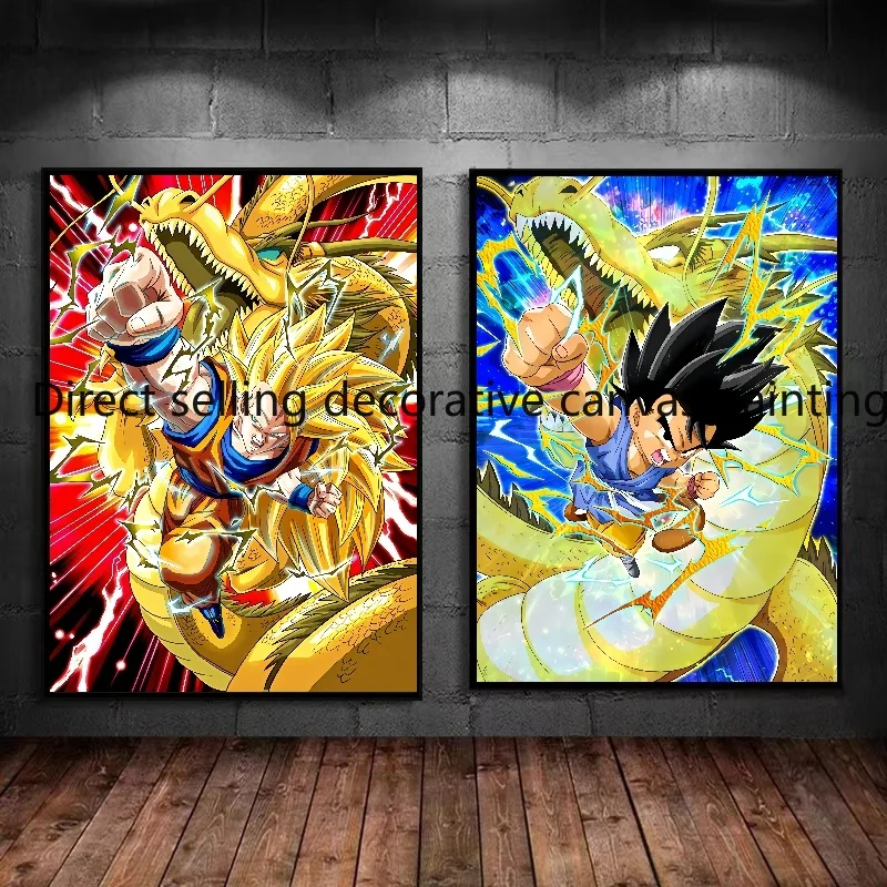 Vintage Canvas Painting Anime Super Saiyan Goku Gohan Wall Art Print Dragon Ball Picture Game Room Home Decor Bedroom Poster