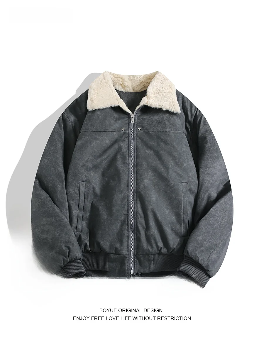 

Boyue Winter Thiened Cotton Jaet Men's Dyeing Cotton Coat Warmth Windproof High-End Feeling Youth Faion Casual Outerwear