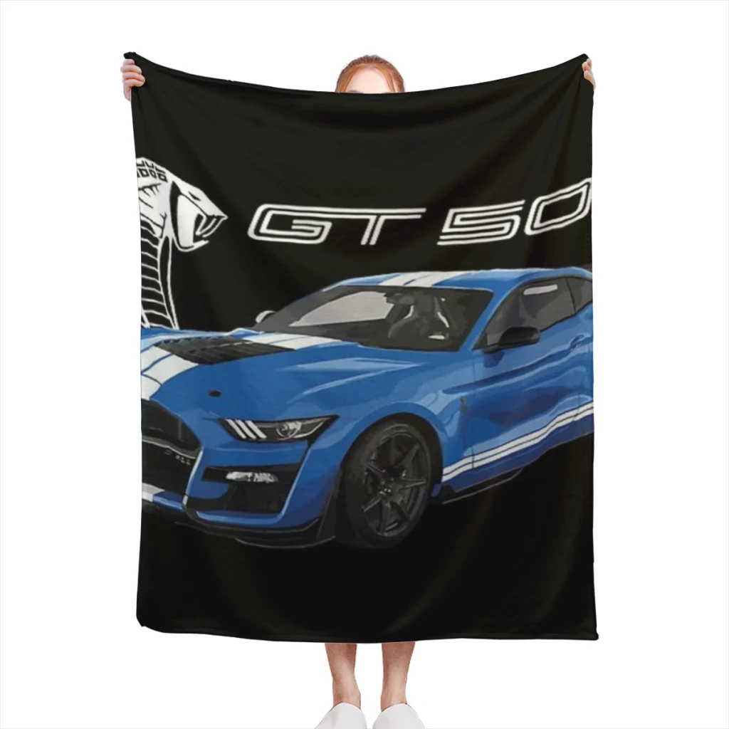 GT500 Mustang shelby cobra velocity blue Medium Blanket Fluffy Soft Bedroom Decor Sofa Blankets Comforter Home and Decoration