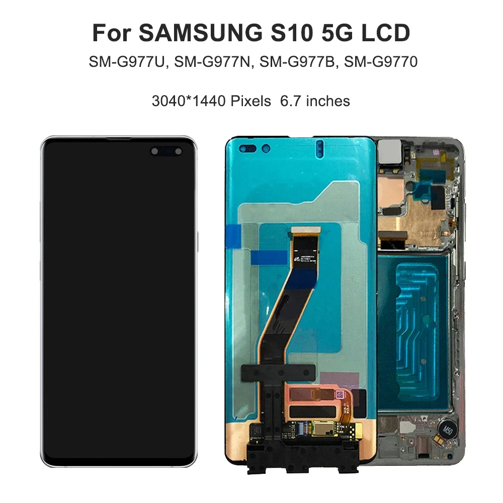 Pantalla LCD de 6,7 pulgadas para Samsung, montaje de digitalizador con pantalla táctil, S10 5G, G977U, G977N, G977B, G9770