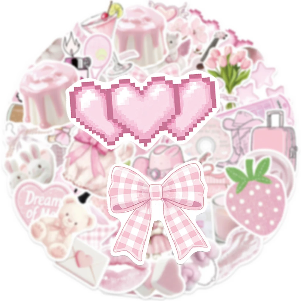 

10/30/50pcs Cute Aesthetic Pink Graffiti Stickers Kawaii Girl DIY Luggage Notebook Phone Guitar Waterproof Cartoon Sticker Gifts