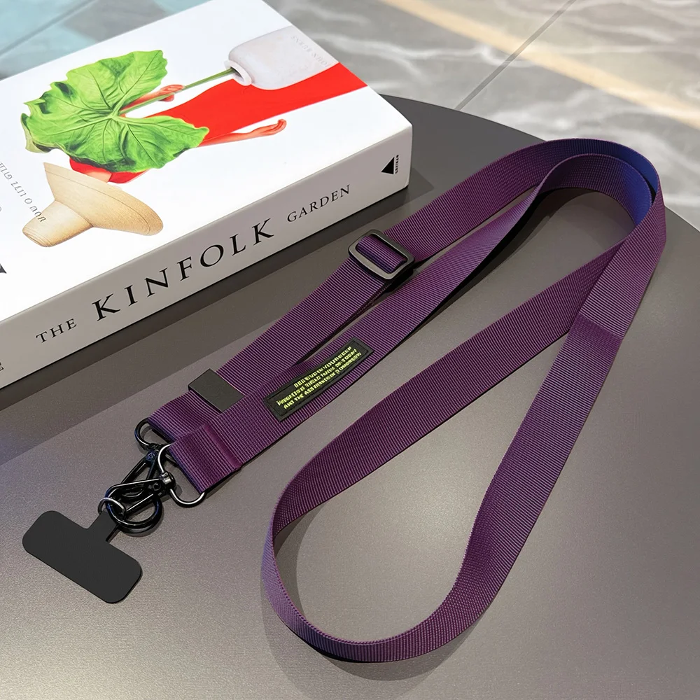 Simple Solid Color Phone Lanyard, Adjustable Cross Chain