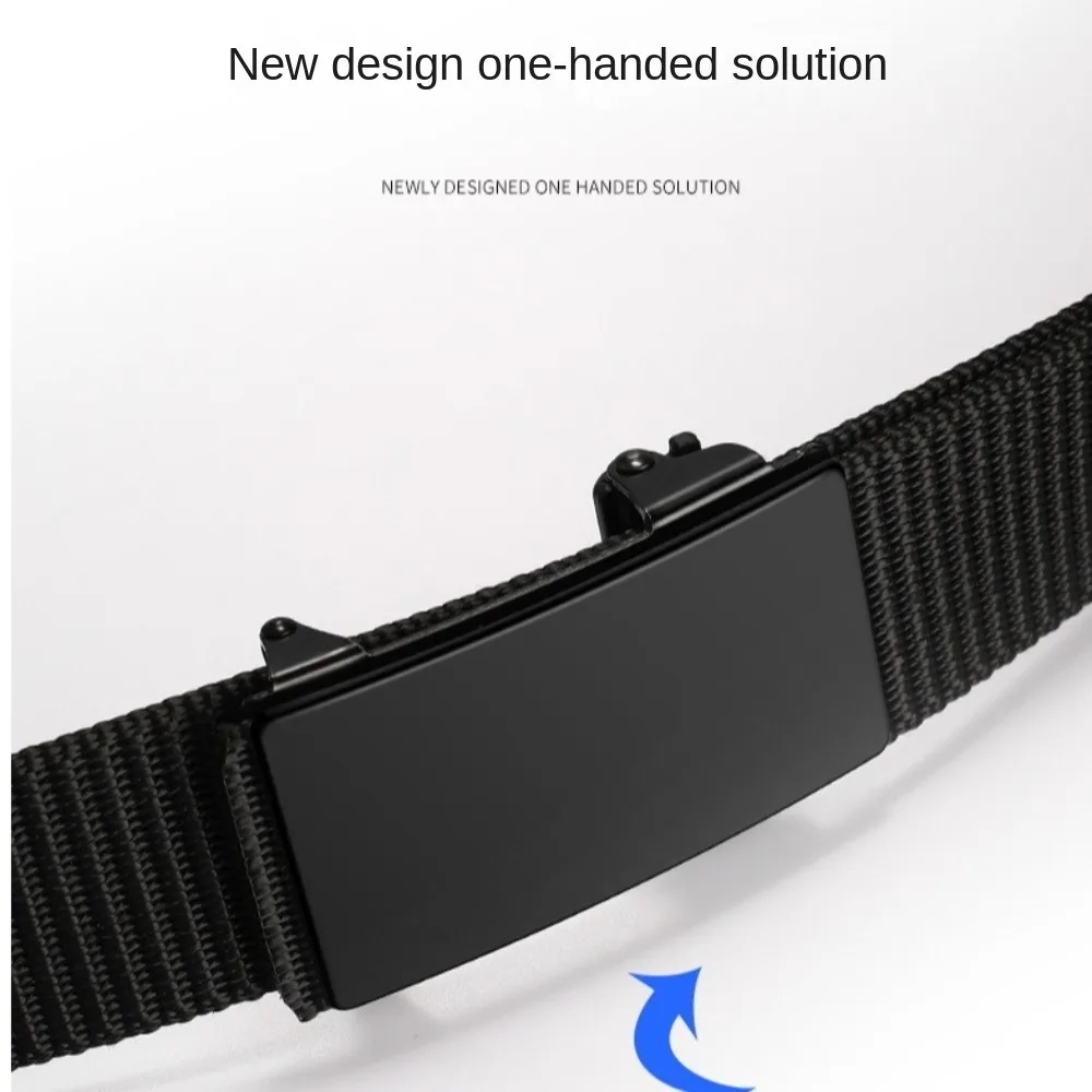 Nylon Men's Belt Automatic Buckle Quick Release Men's Waist Strap Toothless Canvas Woven Weave Waist Band Outdoor Leisure Sports