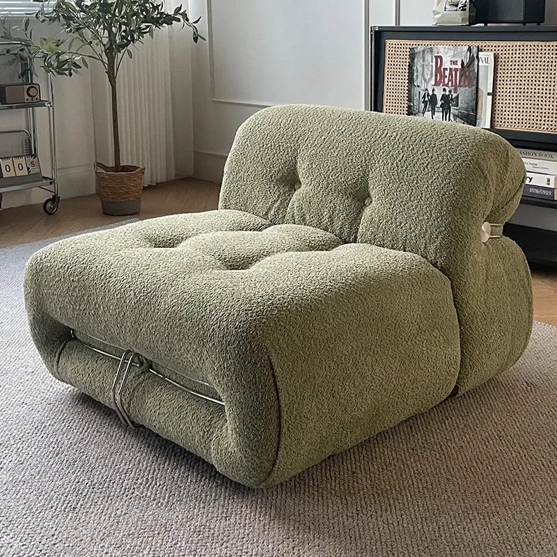 Big steel tooth sofa cream wind green small apartment single living room special-shaped hippo three-person fabric sofa