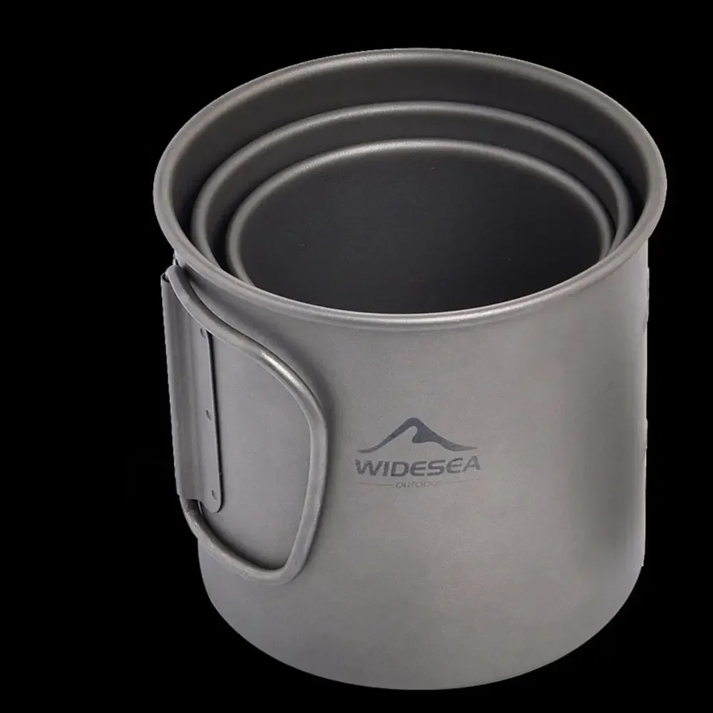 Widesea Outdoor Coffee Tea Holder Ultralight Foldable Handle Picnic Water Cup Camping Mug Mug Pots Titanium Tableware