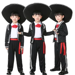 Boy Mexican Costume Costume Kids Traditional Mariachi Amigo Dance Cosplay Costumes Halloween Outfit Bowtie Belt Suit Outfit