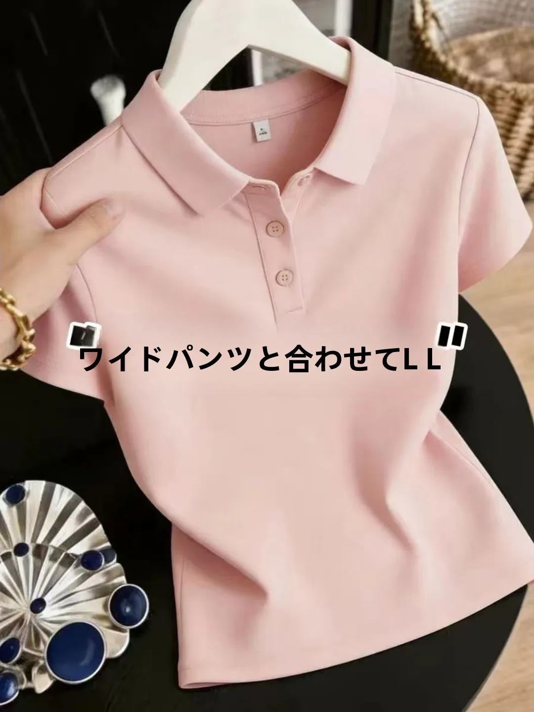 Light Pink Collared Short Sleeve T-Shirt Women's Loose Slimming Summer Fashion  Shirt Casual Basic Style Breathable Skin-...