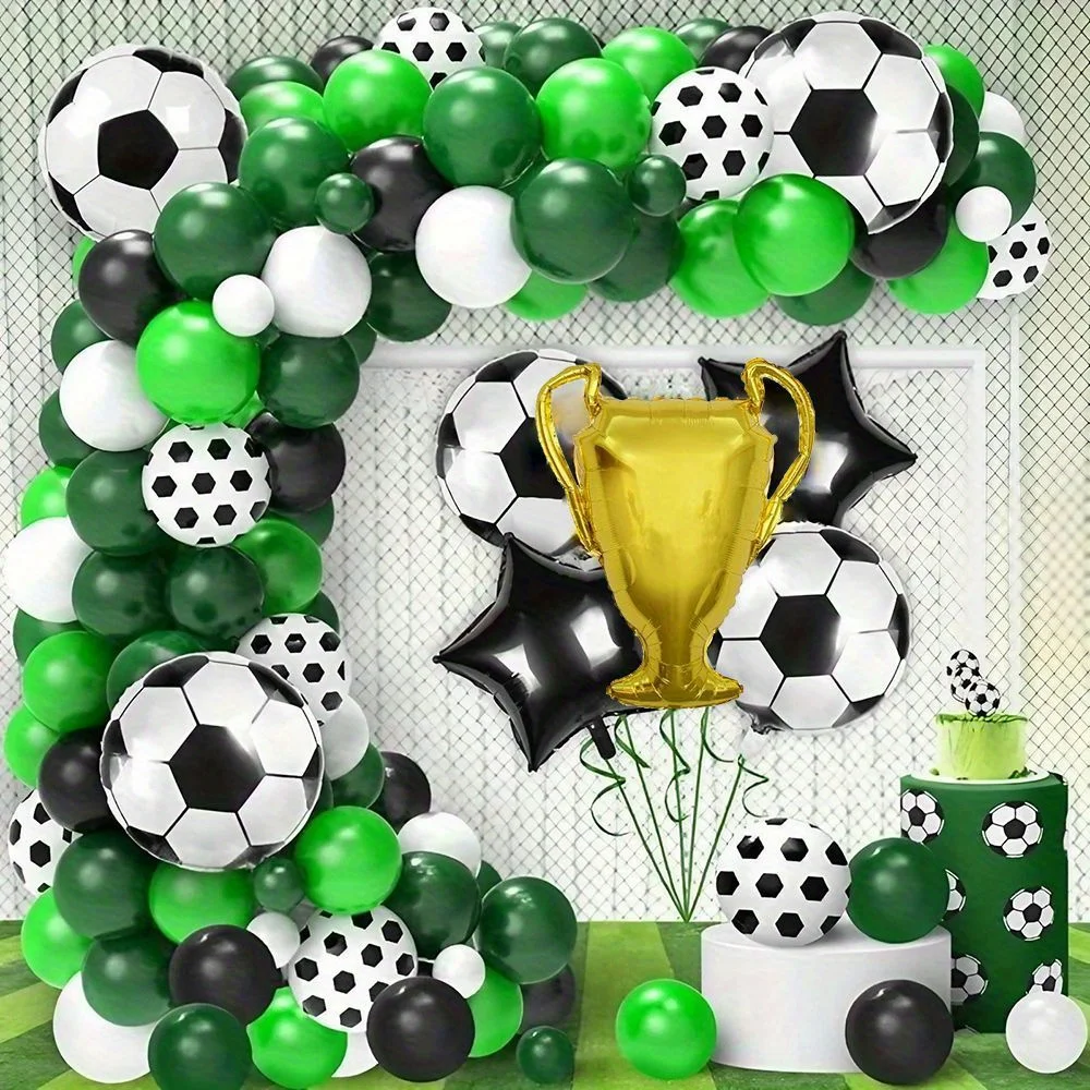 مجموعة 115 قطعة من بالونات كرة القدم مجموعة بالونات كرة القدم الخضراء للاحتفال بحفلات أعياد الميلاد وديكور الخيمة #1